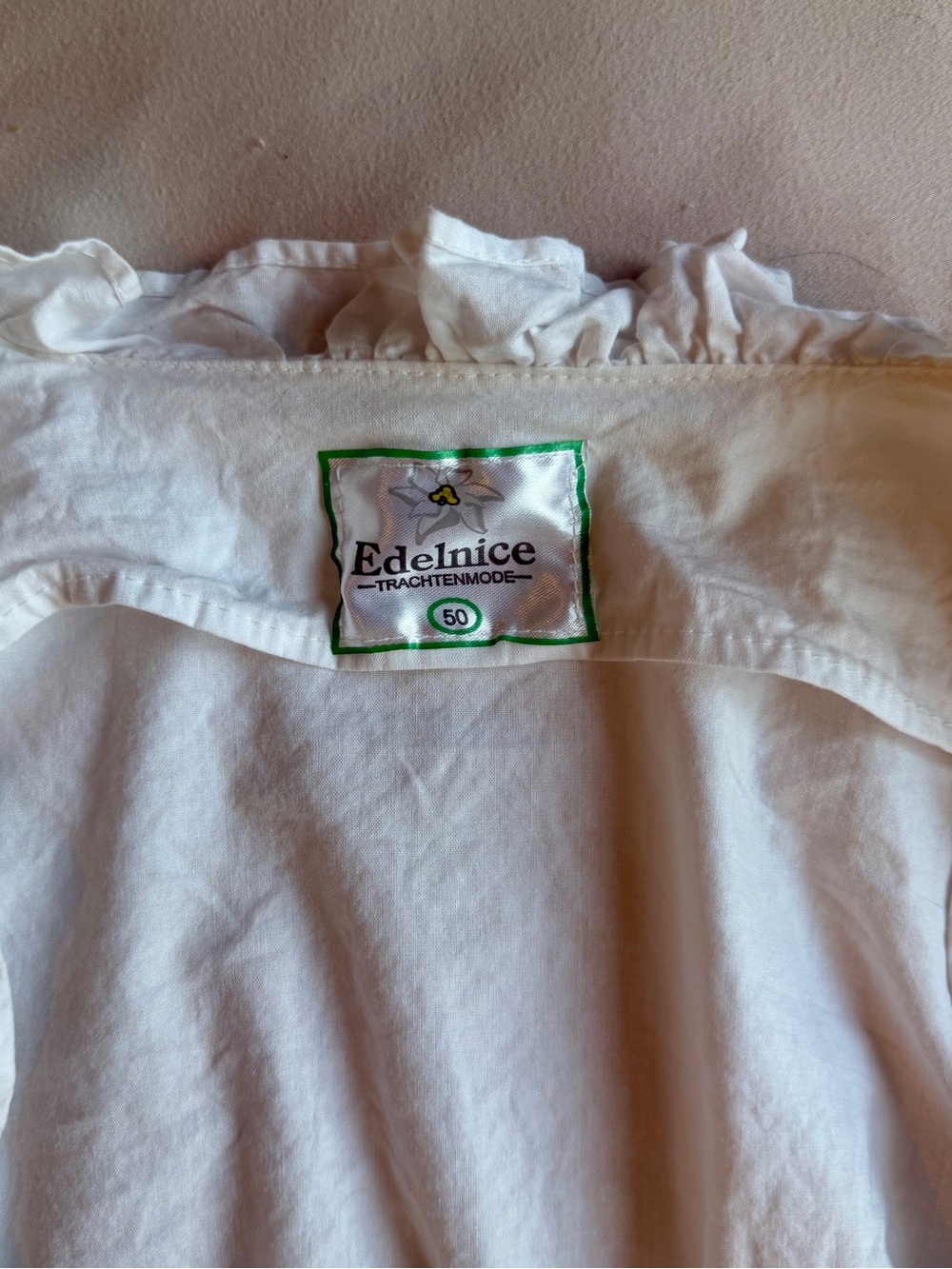 Edelnice German traditional peasant style dirndl blouse - White cotton - US XL - Picture 6 of 12